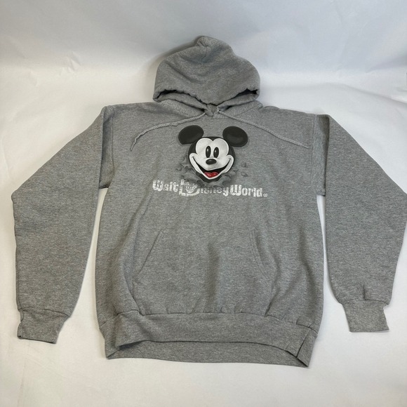Walt Disney World Other - Walt Disney World Mickey Mouse Gray Pullover Hoodie Sweatshirt M Double Sided